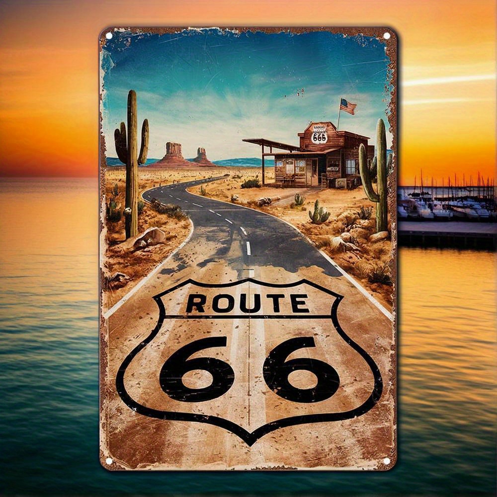 Interior Design Kitchen - Targa in metallo vintage Route 66