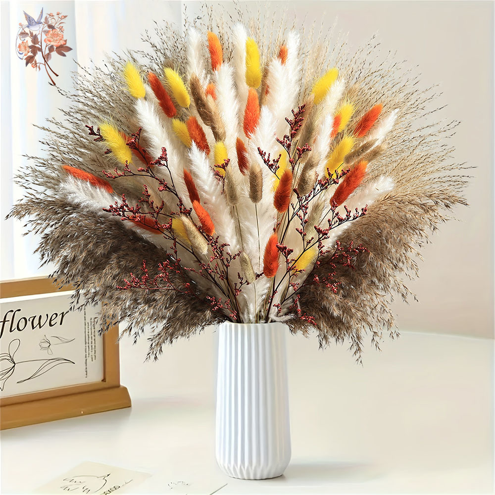 Dried Pampas Bundle - 85 Pezzi Naturale Soffice Autunno Pampa