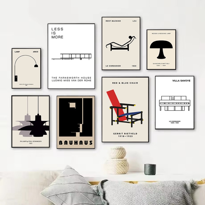 Interior Design Usa - Classico poster con design Bauhaus della