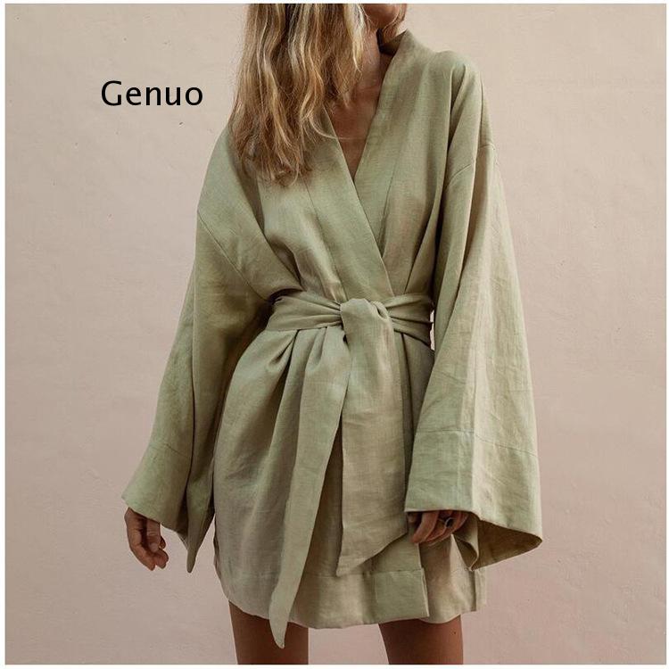 Linen Roller Blind - Cardigan Kimono con scollo a v