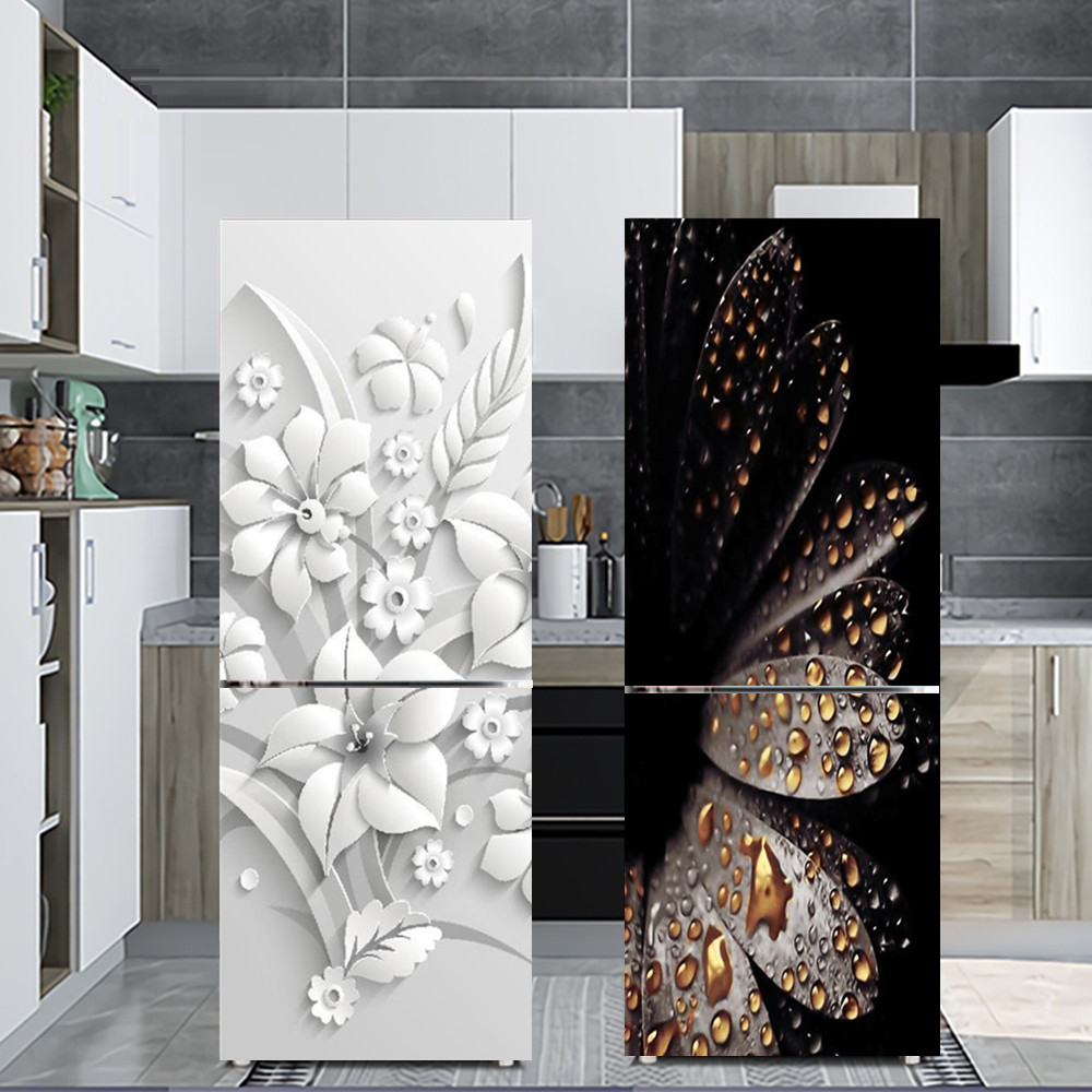 Interior Design Kitchen - Adesivo decorativo frigorifero fiore bianco autoadesivo