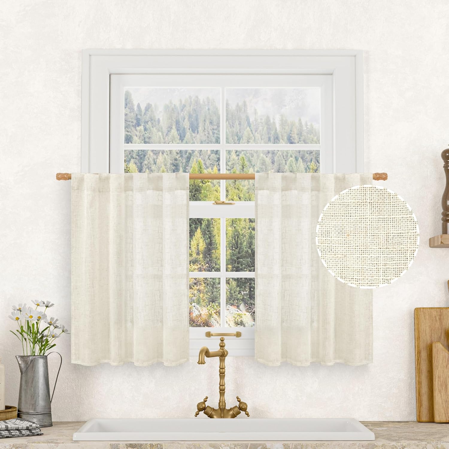 Linen Roller Blind - 2 tende da cucina corte in